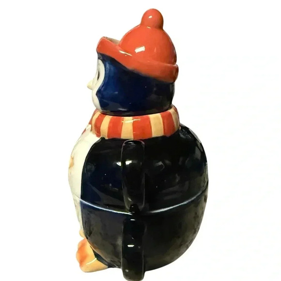 Penguin double teapot two bottom pieces are teapots NWOT 7”w x 5” deep x 8” tall - Picture 2 of 11